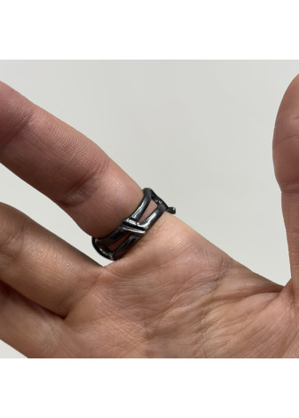 Anillo plata, oro y cuarzo rutilo
